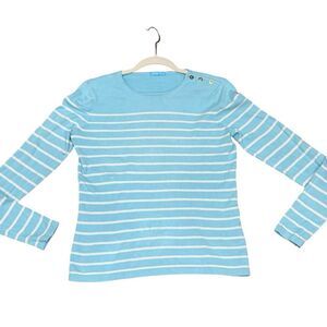 💙🤍 J. McLaughlin Striped Crewneck Sweater – Size Small 🤍💙